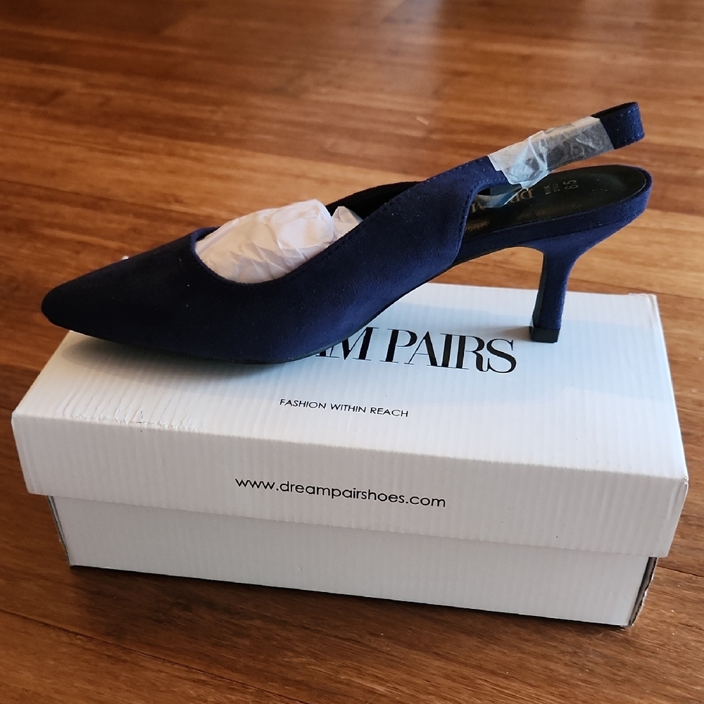 Dream Pairs Women's Navy Suede Slingback Heels Size 6.5
